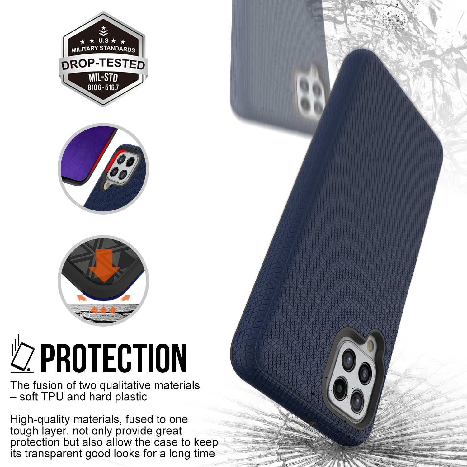 Anti-scratch Shell for Samsung Galaxy A12 M12 M12 (India) 4G Triangle Military Grade Drop-proof TPU PC Hybrid Case Back Cover Anti-scratch Shell for Samsung Galaxy A12 M12 M12 (India) 4G Triangle Military Grade Drop-proof TPU PC Hybrid Case Back Cover
